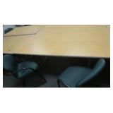 Metal & wood table 72x36x29', 2 cushioned arm