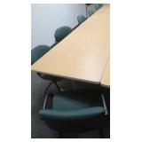 Metal & wood table 72x36x29', 3 cushioned arm