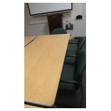 Metal & wood table 72x36x29', 3 cushioned arm