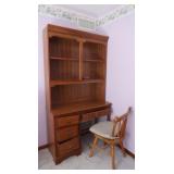 Wood Desk 42x17.75x31'H w/Shelf Unit