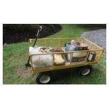 Metal Wagon w/Contents(49x24x26'H),Tiki Torch
