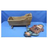 Wooden Doll Cradle&Wooden 'Amish Kid' Checker