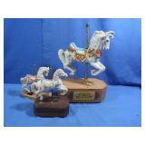 Carousel Horse Music Boxes 16.5&8.5'&Carousel
