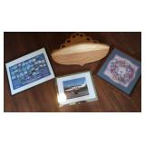 Decorative Wall Shelf w/Small Clock 25x14'&3