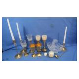 Brass Candlestick Holders,Gold Plated Goblets,Cut