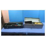 2 Metal Tool Boxes w/Contents-19x6x8',19x6x5'