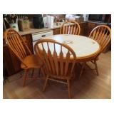 Oak Kitchen Table w/Decorative Tiled Top