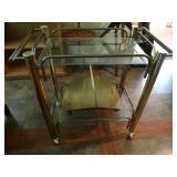 Wheeled Brass&Glass Cart 34.25x19.5x32.5'H&Metal