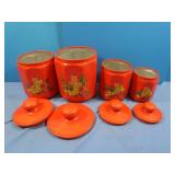 Vintage Kromex Orange Daisy&Fruit Canister Set