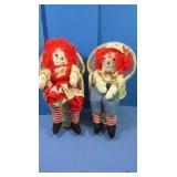 Lg Raggedy Ann/Andy Dolls seated in Chairs