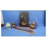 Slate Wall Hanging,Sm. Terrarium,Candle&more