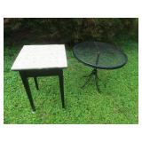 Metal Patio Table-27'Rd,23'H w/Moasic Top Wood
