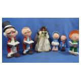Ceramic Carolers,Fabric Angel Figure