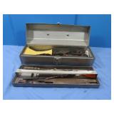 Metal Tool Box w/Files,Pipe Wrenches&more