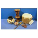 Taos Indian Drum,R. Salvan Clay Pot&more
