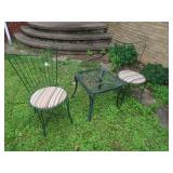 Metal Patio Chairs wSide Table/Glass Top