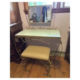 Metal&Glass Vanity 34.25x15.75x44.5'H w/stool