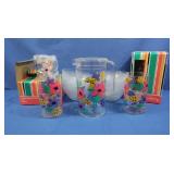 Acrylic Sun Country Pitcher&Cups Set,Glass Bowls