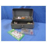 Metal Fishing Tackle Box w/Contents
