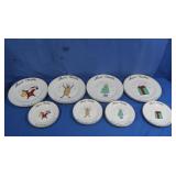 Set of Merry Brite Holiday Plates&Saucers