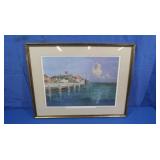 Glass Framed 1963 Painting of Key West