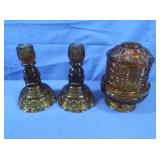 Vintage Indiana Glass "Stars and Bars" Amber