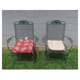 2 Metal Patio Chairs w/Seat Cushions