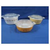 Vintage Pyrex Lidded Casserole Dishes in "Town &