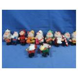 Vintage Flocked Elf Christmas Ornaments