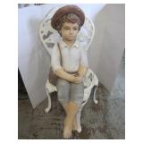 Vintage Cement "Boy Fishing" Statue, approx.