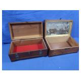 2 Sm Wooden Decorative Boxes 10.25x5.25x4.5" &
