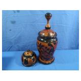 Lg Handcarved Urn w/Lid,Vintage Tobacco Ginger