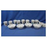 8 Merry Brite Gold Rimmed Coffee Cups&Candy Dish