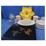 Serving Trays,Lg Soup Bowls w/Recipes,Glass