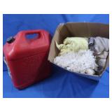 5 gal Plastic Gas Can&Box of Rags