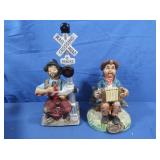 Ceramic Musical Hobo Figure 15" & Ceramic