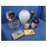 Brass Vase,Candle,Lidded Glass Dish,Recipe