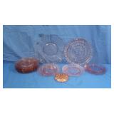12 Pink Depression Glass Plates&2 Serving
