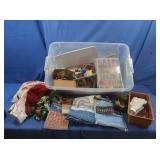 Lg lot of Embroidery Thread,Fabric Pieces &more