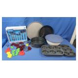 NIB Gibson 8Pc. Flatware Set,Cupcake Pans,Cookie