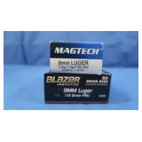 1 Box Blazer 9mm Luger 115gr ammo,1 Box Mag-tech