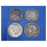 4-1964 Kennedy Half Dollars-90% Silver