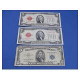 $5-Blue Seal,1928-$2 Red Seal,1928-G $2 Red Seal