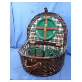 Wicker Picnic Basket w/Supplies 18" Across