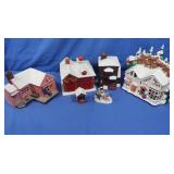 Ceramic Painted Winter Village Town Buildings