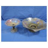 Prfessed Glass Compote&Bowl(very worn gilt