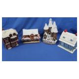 Ceramic Painted Winter Village Town Buildings