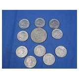 10 Susan B Anthony Dollars,1-1971 Eisenhower