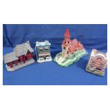 Ceramic Painted Winter Village Town Buildings