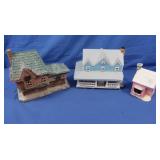 Ceramic Painted Winter Village Town Buildings